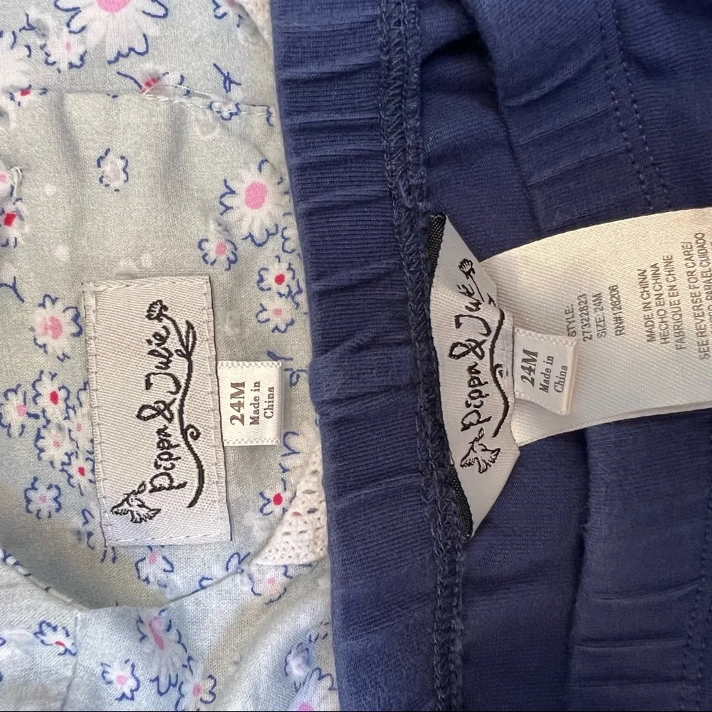 PIPPA & JULIE 2PC OUTFIT PEPLUM TOP NAVY LEGGINGS 24MO